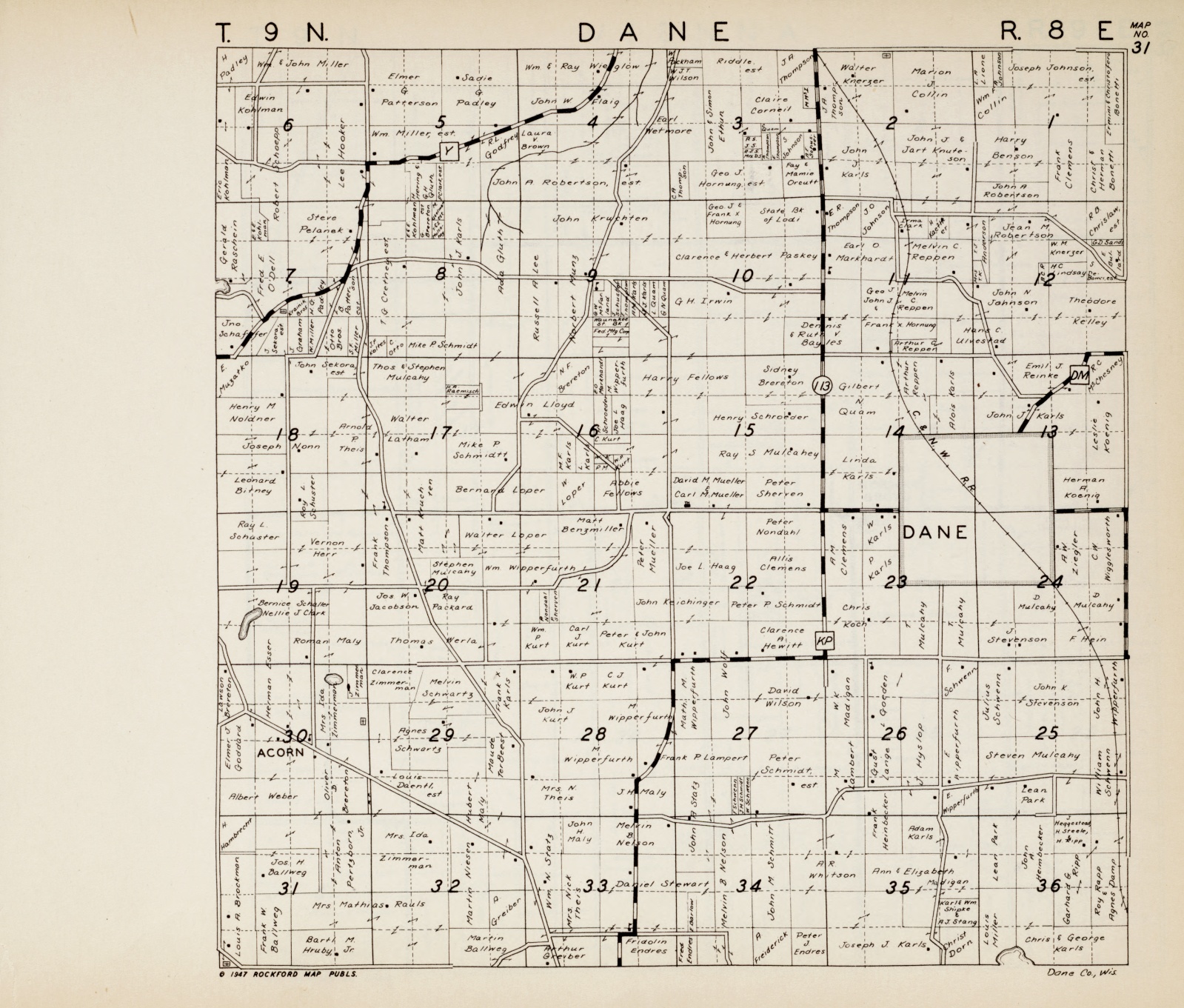 More Old Town Plat Maps Town Of Dane Dane County Wisconsin   TofDane1947 