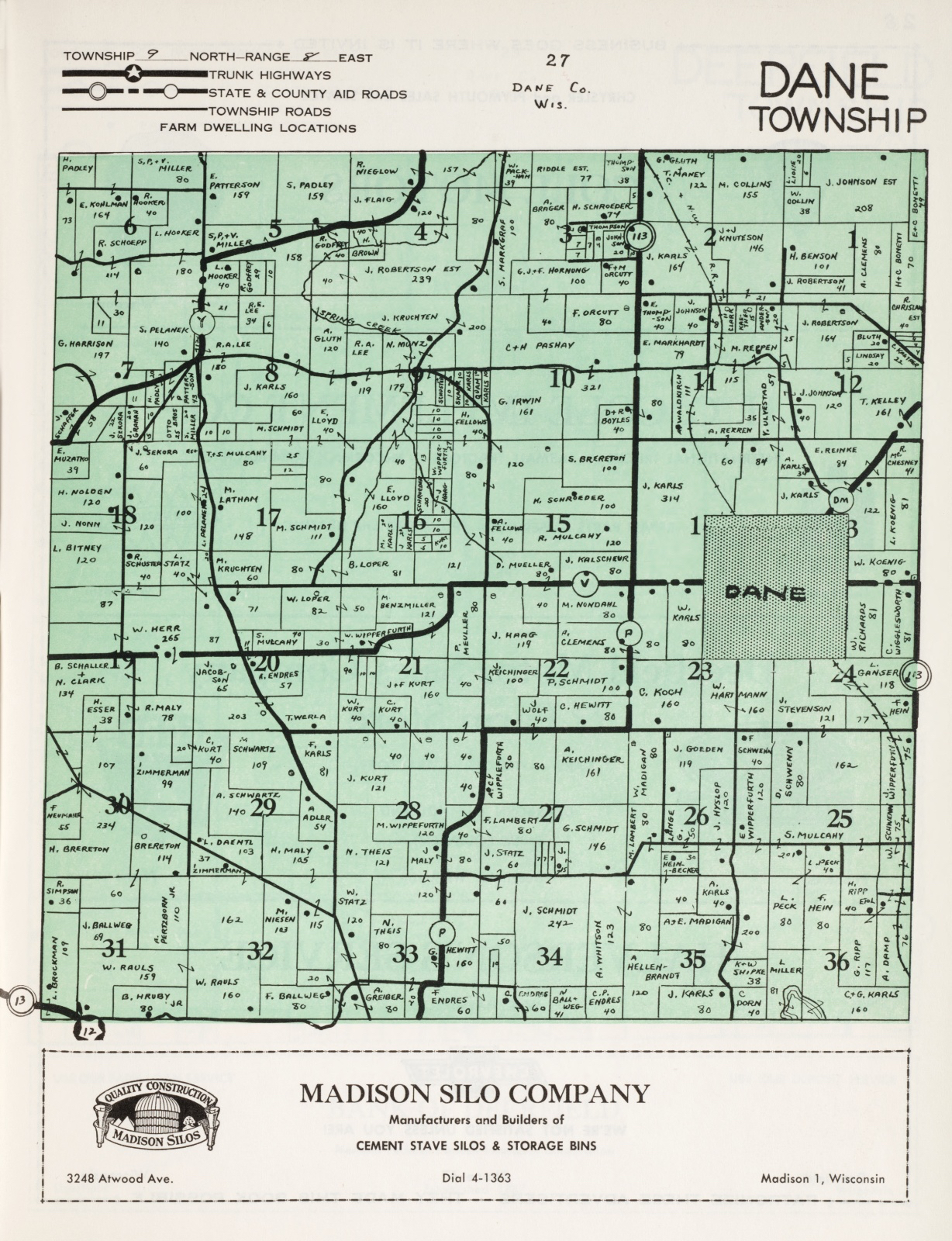 More Old Town Plat Maps Town Of Dane Dane County Wisconsin   TownofDane1953 